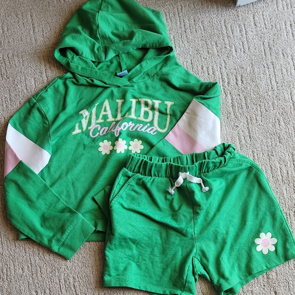 Green Malibu California Hoodie and Shorts Set